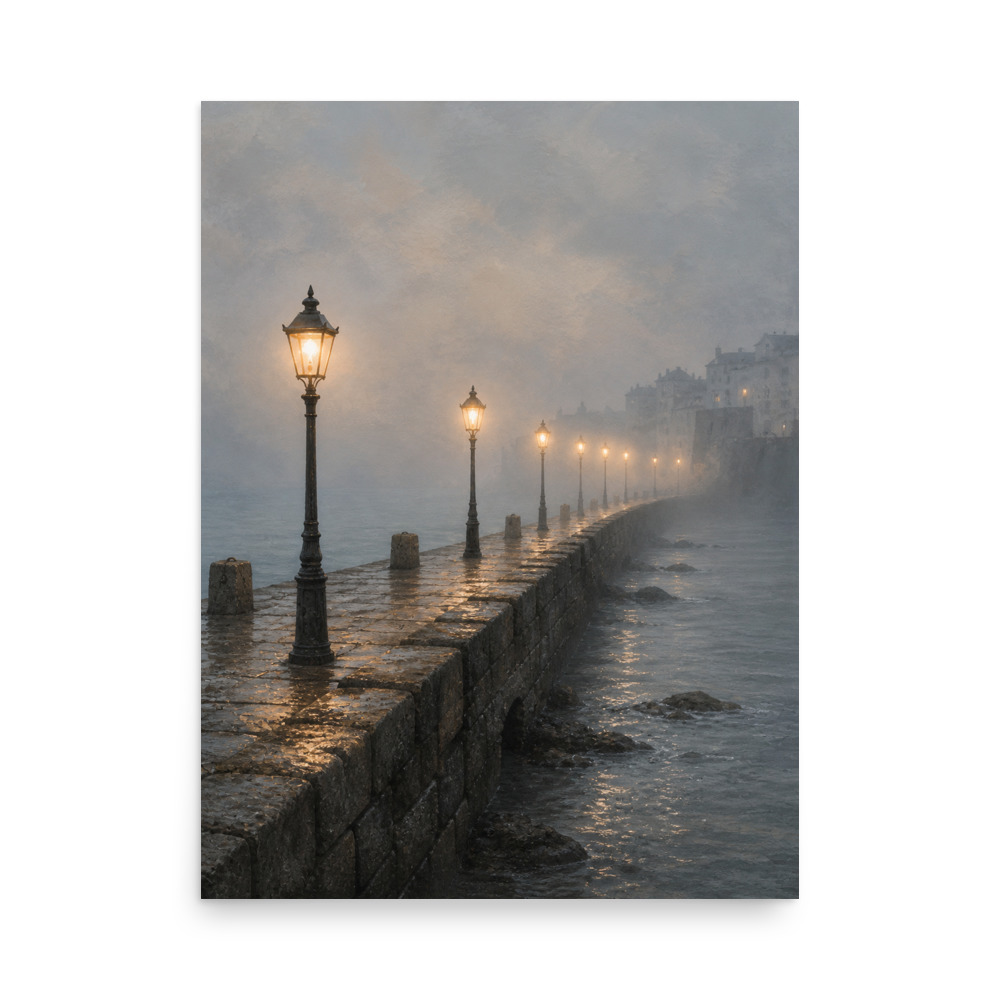 Causeway Lamps city & map art print