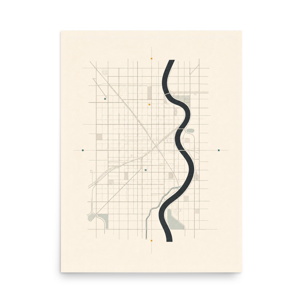 River Grid — city & map art print by Frame & Field