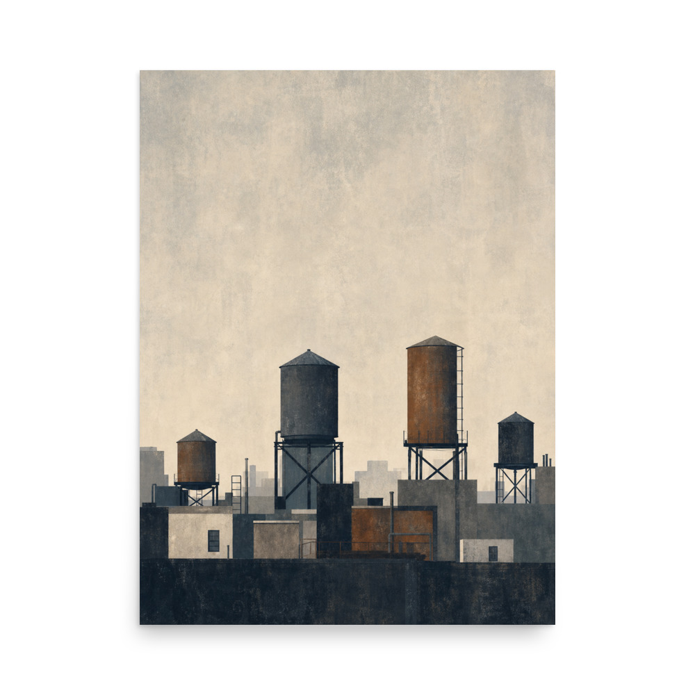 Rooftop Tanks — city & map art print by Frame & Field