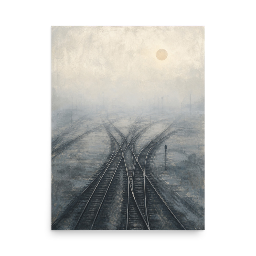 Switchyard Fog — city & map art print by Frame & Field